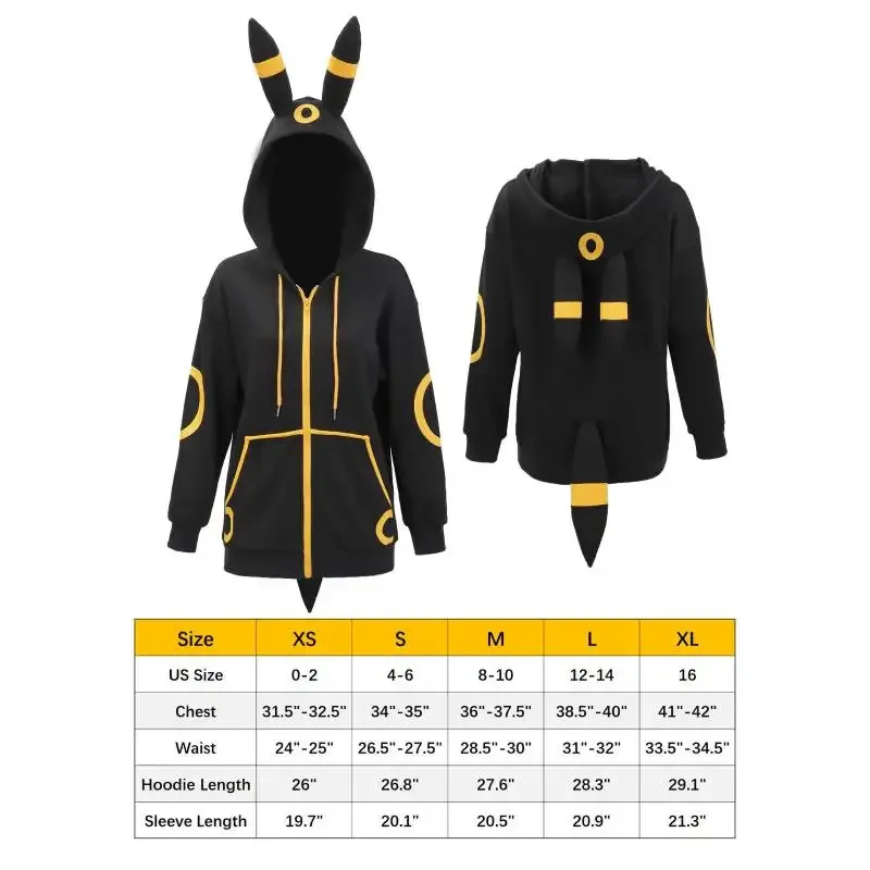 DAZCOS การ์ตูนแฟชั่นน่ารักเสื้อฤดูใบไม้ผลิฤดูใบไม้ร่วงอะนิเมะคอสเพลย์เสื้อฮู้ดมีหูหางเครื่องแต่งกายสำหรับผู้หญิง SF/1
