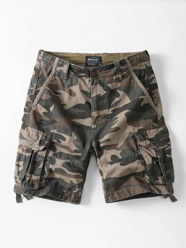 

Retro Khaki Cotton Workwear orts Men's Ins Sle Trendy Five-Point Running Mid-Length Casual Pants Straight Leg Fit