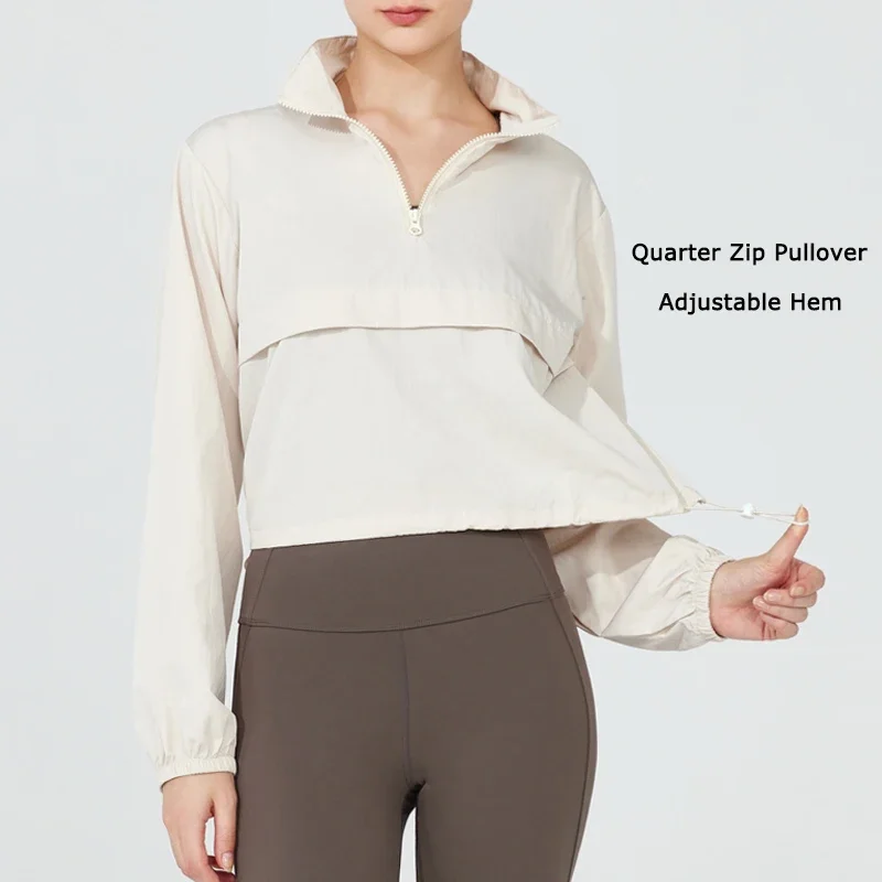 Women's Athletic Jacket Lightweight Quarter Zip Pullover For Golf Hiking Running Windbreaker UPF50+ Waterproof Jacket