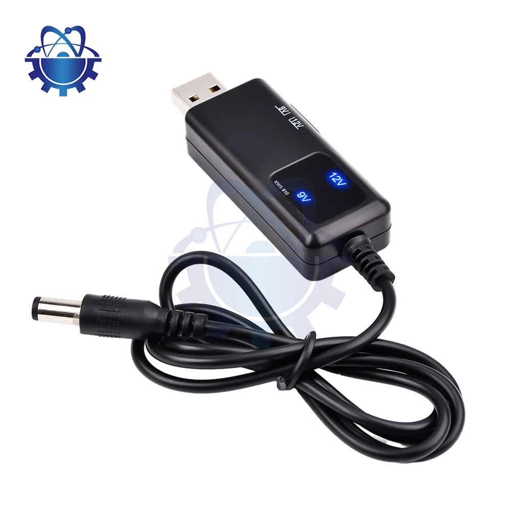 Cable de conversión USB a DC de 5V a 9V y 12V, Cable de aumento de voltaje de 5,5x2,1mm, conexión DC macho de 0,8 M, convertidor USB Boost