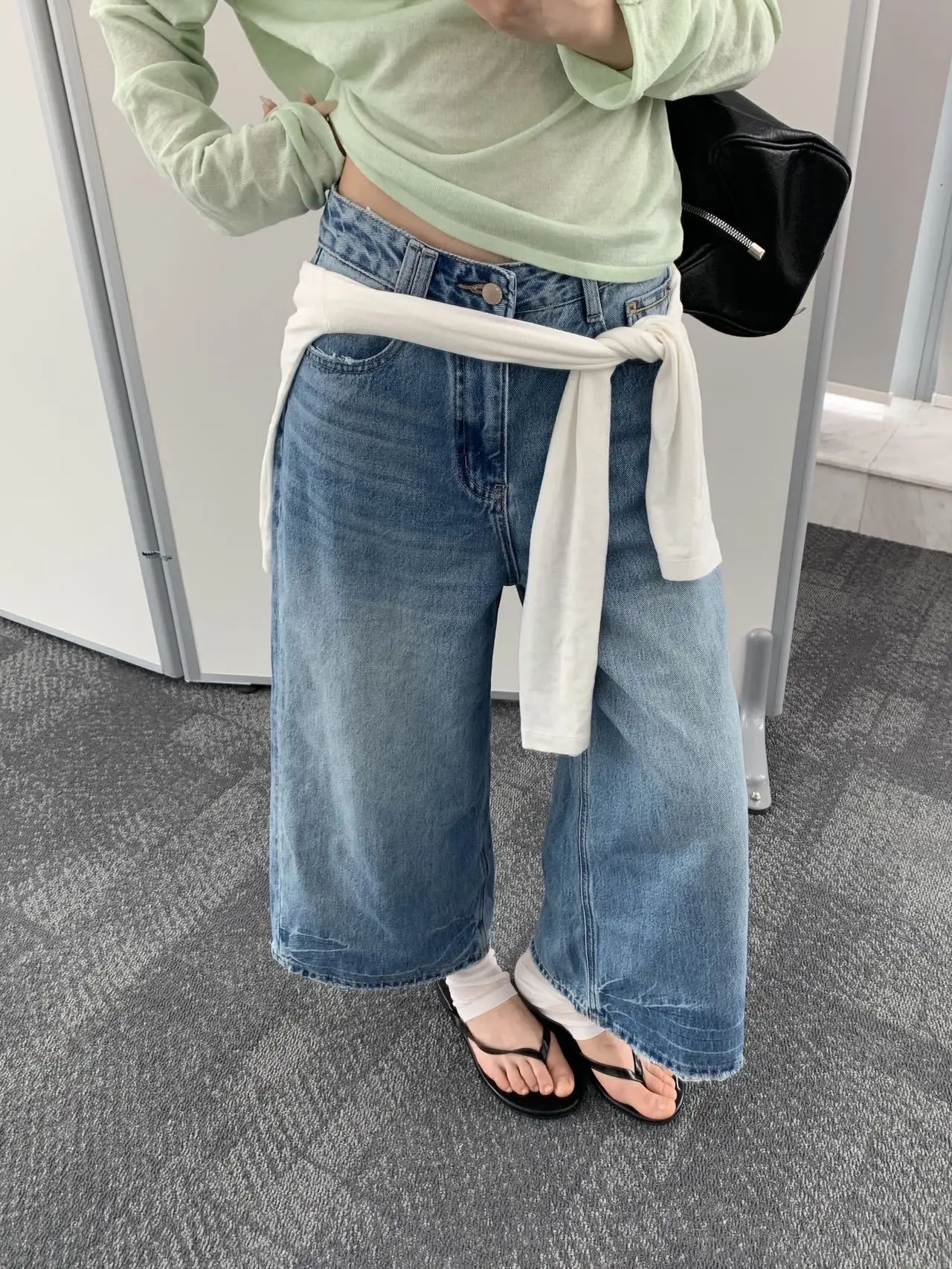 

LilianGM High Waist Straight Leg Jeans Women's Commute Versatile Nine Points Casual Summer Loose Fit Zipper Style