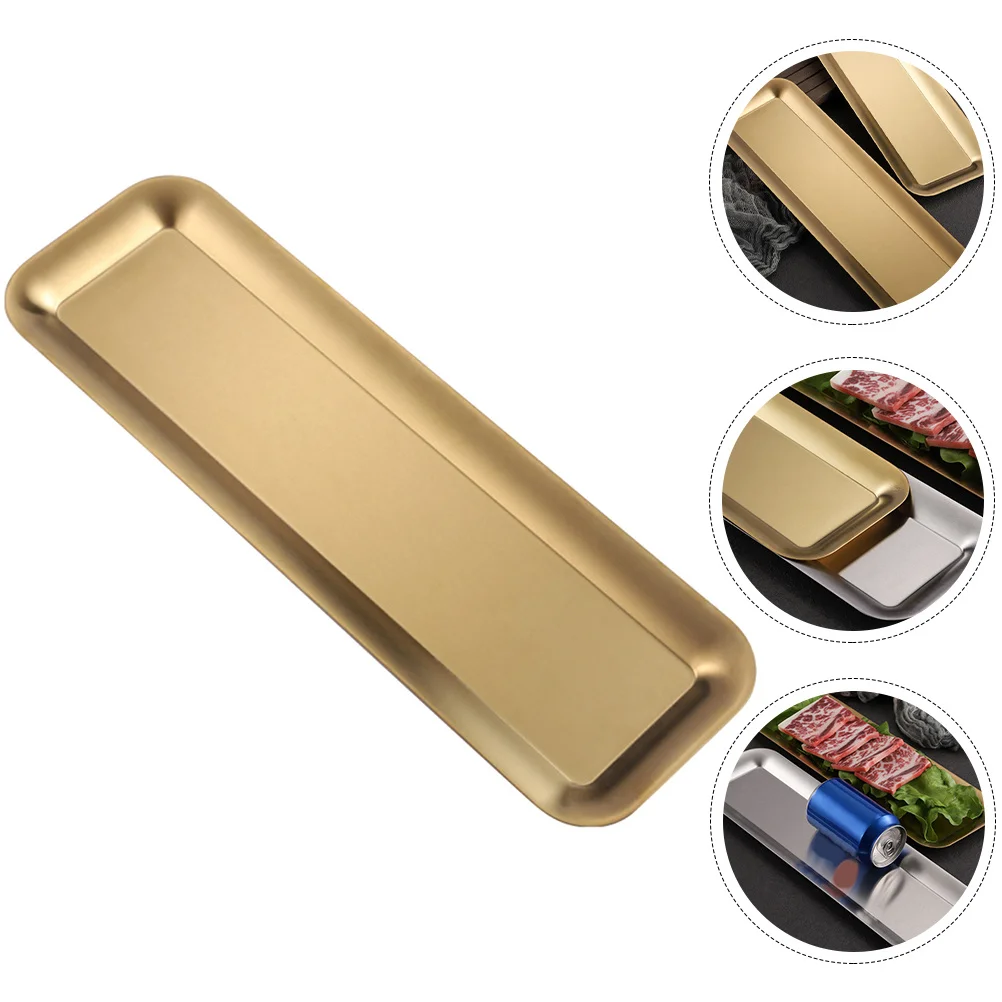 

Stainless Steel Sushi Plate Rectangle Classic Design Meatball Storage Plate Hot Pot Food Serving Dish for Hotel Home