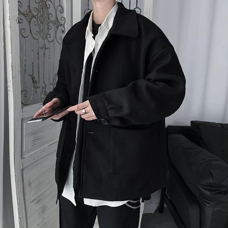 

Мужская вельветовая куртка 2022, осень-зима, утепленная теплая свободная посадка в японском стиле, модное повседневное пальто в корейском стиле
