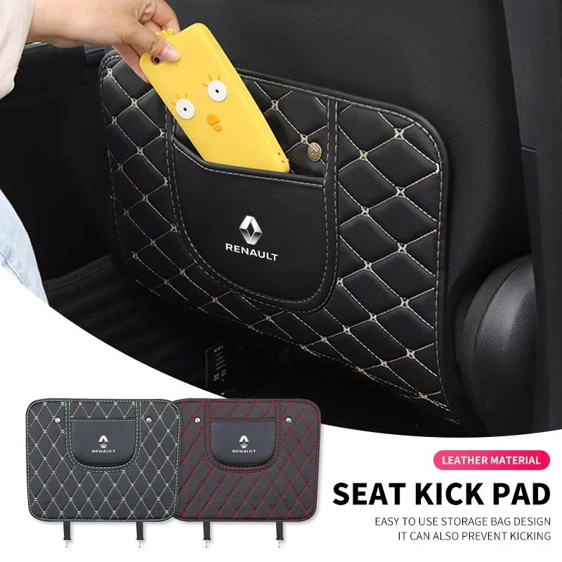 Leather Cover Auto Seat Cover Anti Kick Mat Pad Seat Cover For Renault Megane 2 3 4 Twingo Clio Talisman Captur Trafic Scenic 2