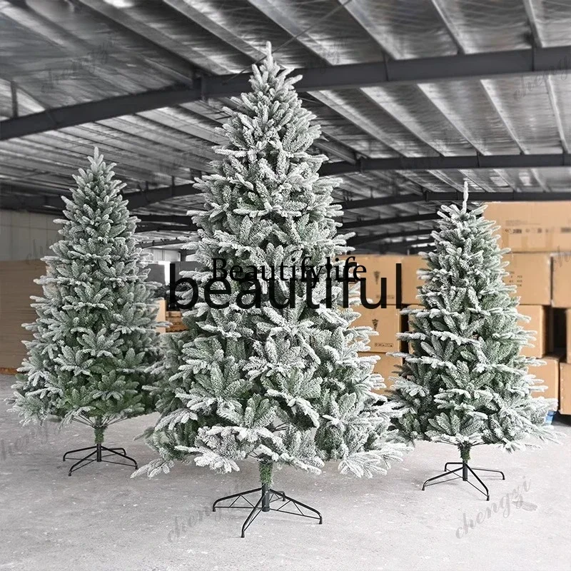 03  Falling snow white bare tree Christmas decoration large ornament encrypted flocking tree 1.8 meters household living room