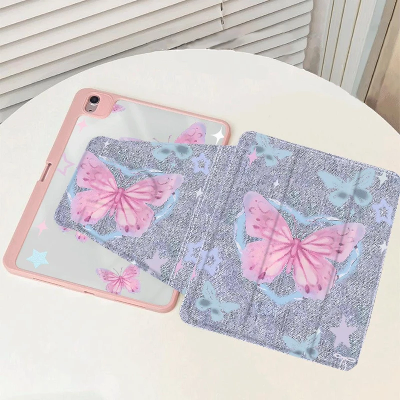 Coque de Protection Papillon Rose Rotative à 360 °, Accessoire pour IPad de 10e Génération, Air 5, 4, Pro 11, 10.2, 7, 8, 9e, 2022