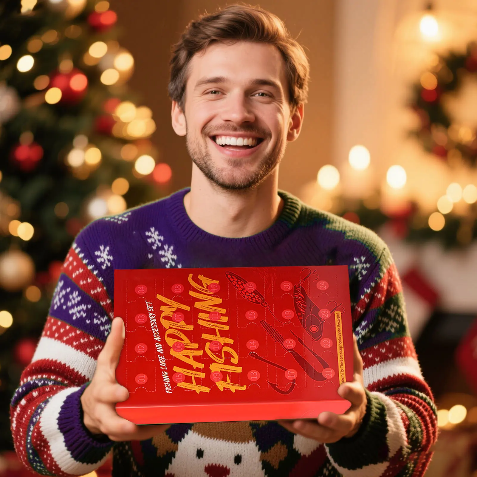 Compte à rebours du film 1968 2025, calendrier de l'avent de pêche pour hommes, adultes, pêcheurs, adolescents, compte à rebours pour noël, calendrier de l'avent, chaussettes