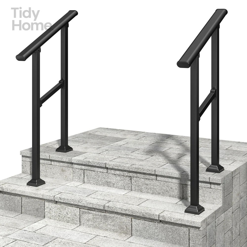 Hand Rails for Outdoor Steps, 1-2 Step Handrail 2 Pack, handrail can be adjusted in height,Safe/firmly designed step handrails