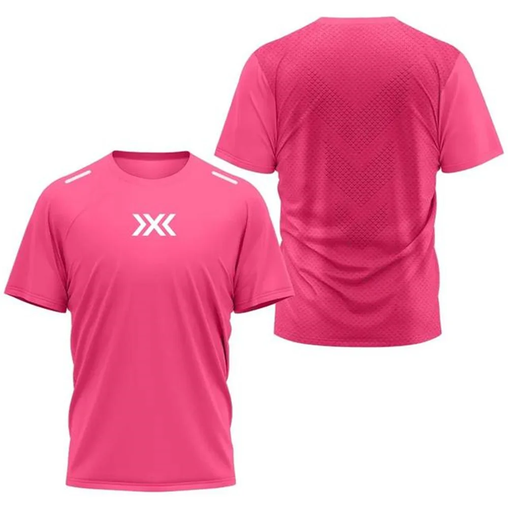 Camisola respirável de manga curta com o pescoço, camiseta popular de fitness e corrida, pulôver de secagem rápida, esportes ao ar livre, verão