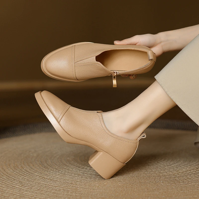 

Женские туфли-лодочки на платформе из натуральной кожи и удобные туфли на каблуке, черные дизайнерские люксовые туфли на толстом каблуке, винтажные туфли на каблуке