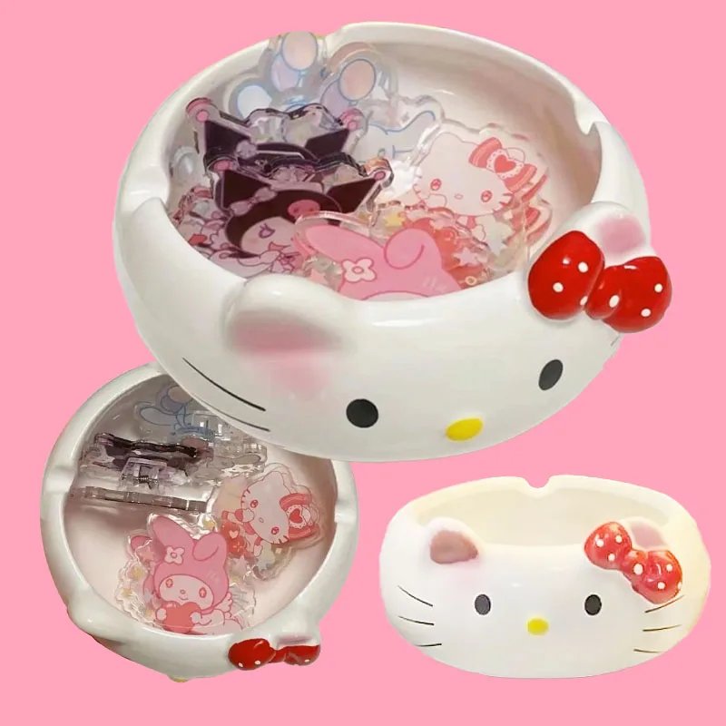 

Пепельница Kawaii Hello Kitty стереоскопические уши Kt Cat керамическая пепельница для сигарет аксессуары для курения украшение для дома отеля