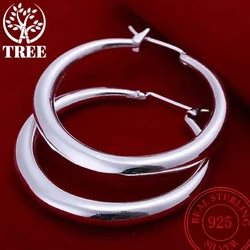 ALITREE 925 Sterling Silver 33mm Big Circle Round Hoop Earring For Women Fashion Design Earrings Birthday Christmas Fine Jewelry