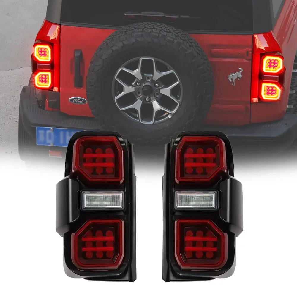 2PC Tail Light Smoke Black LED Rear Brake Lamp Fit For Ford Bronco 2021-2023