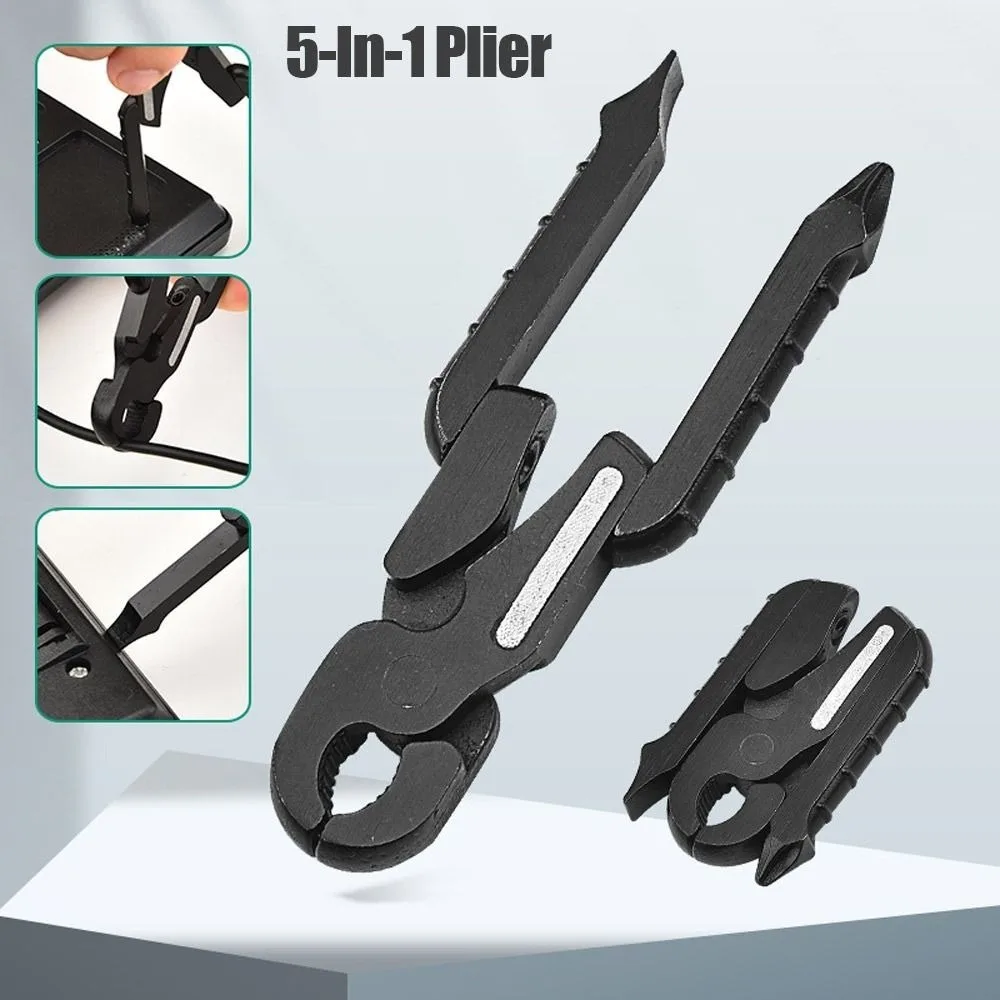 Stainless Steel Multi-functional Plier File Cross Screwdriver 5-In-1 Plier Hand Tool Measuring Ruler Foldable Plier Outdoor