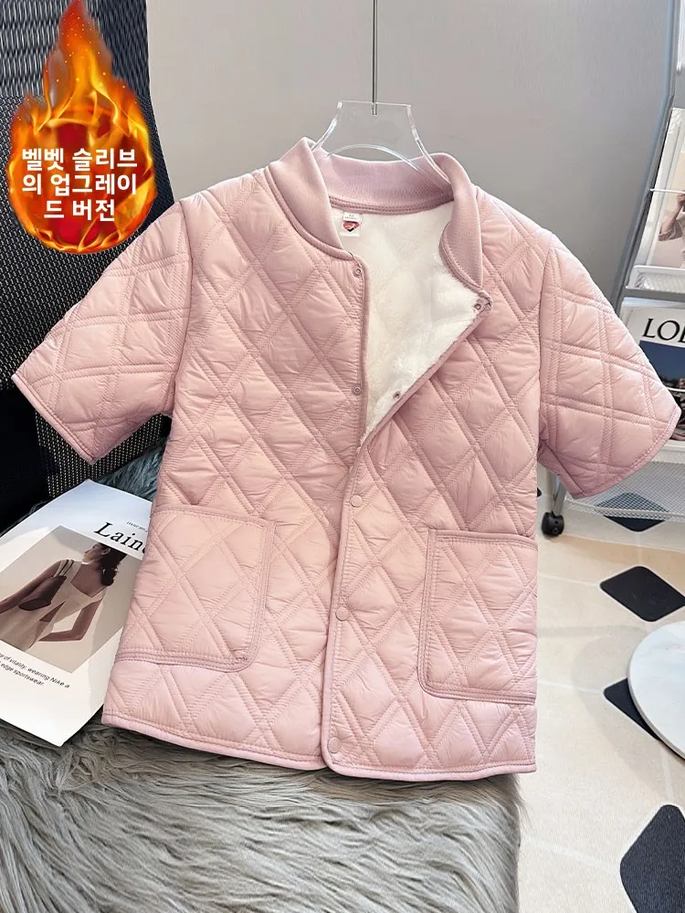 Thiened para baixo colete de algodão feminino oulder proteção calor pequeno casaco de algodão f sve gola outono inverno faion