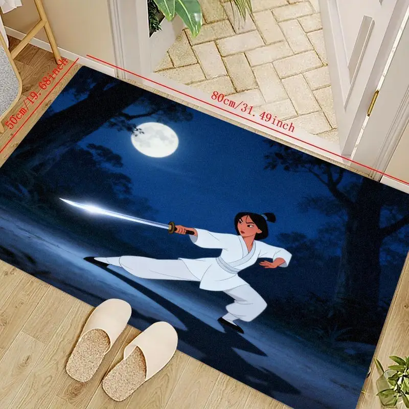 

1PC Disney Mulan Warrior Princess Floor Mat, 50x80cm (19.68x31.49 inch) Soft Non-Slip Area Rug, Full Moon Night Scene Carpet for