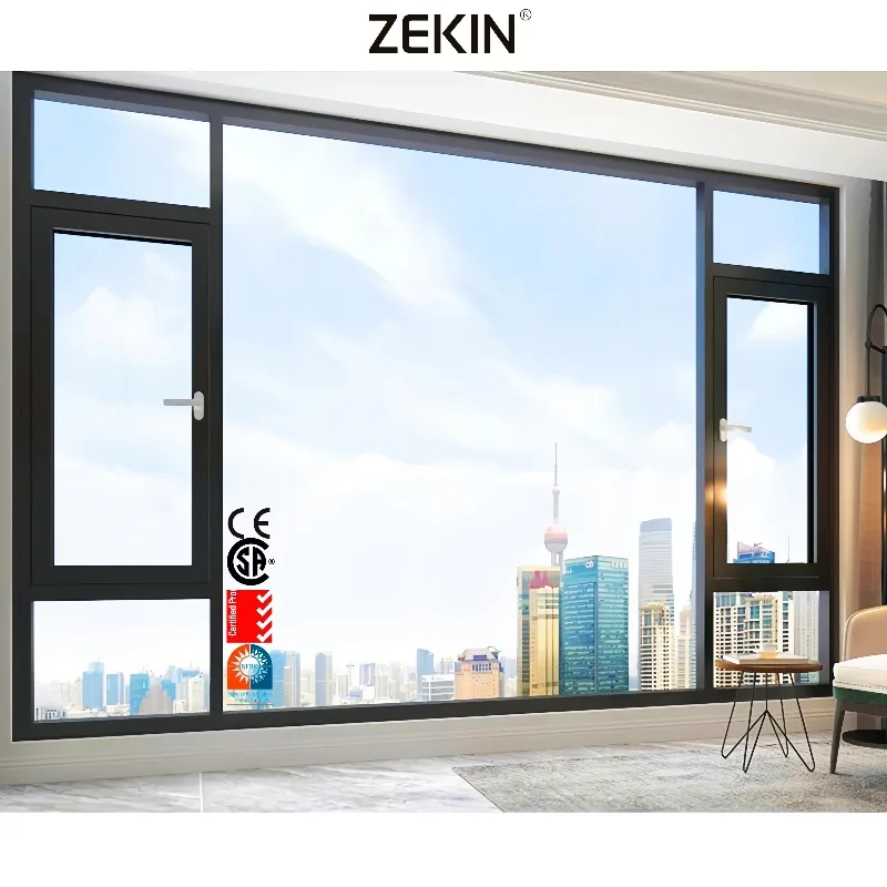 Customized Engineering Project Aluminum Window Hurricane Proof Thermal Break Aluminum Double Tempered Glass Casement Window