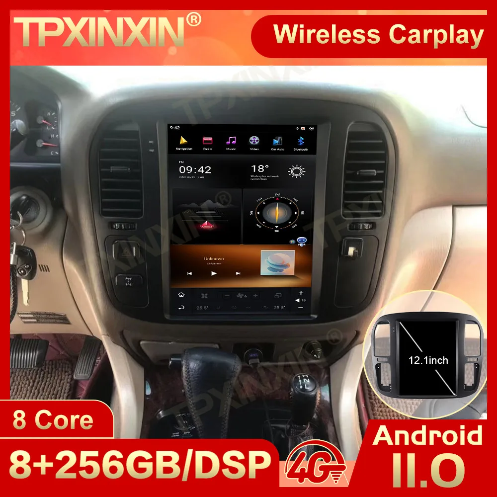 

8 Core 2 Din Android 11 Tesl- Stereo For Toyota Lander Cruiser LC100 1998 1999 2000 2001 2002 GPS Receiver Player IPS Head Unit