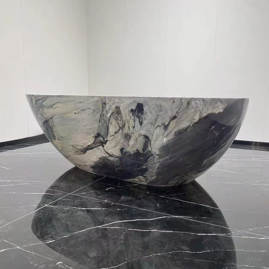 The whole body solid artificial stone hotel famous bathtub Qimei stone independent bathtub can be patterned