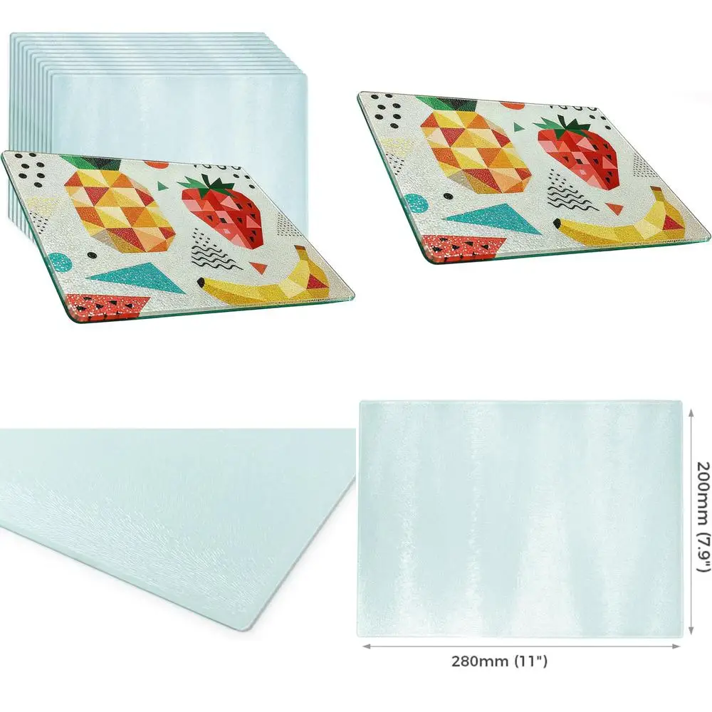 

Жаростойкие разделочные доски из закаленного стекла — 12 шт., 8x11 дюймов, противоскользящие, готовые к сублимации, прочные разделочные поверхности