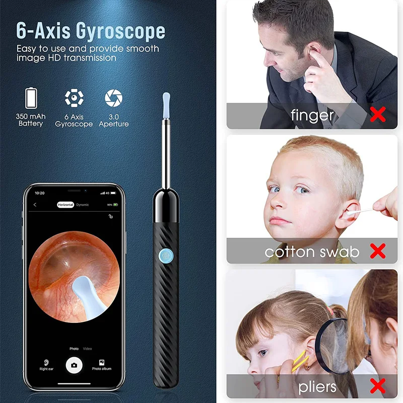 

X6 Earwax Removal Wifi Ear Cleaning Otoscope Integrated Wireless Medical Safe Ear Pick Tool Camera Electric Ear Wax Remover