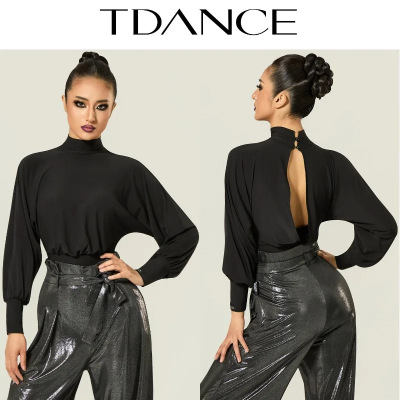 

Индивидуальный танцевальный комбинезон TDANCE для национальных стандартных танцев [с высоким воротом и открытой спиной] для ежедневных тренировок и преподавания, модель JM-264