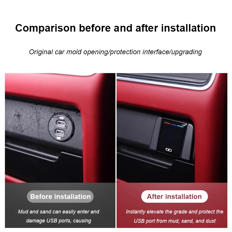 For Porsche Cayenne Macan Car Rear USB Charging Port Protective Cover Interior Supplies Dust Cover Modified