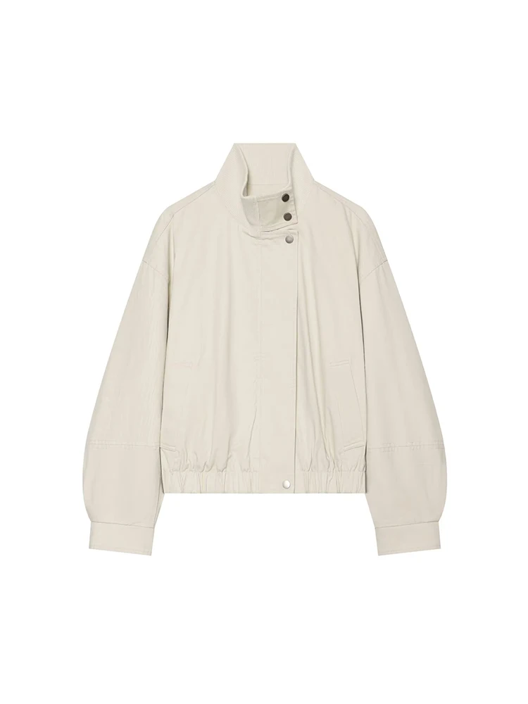 TFMLN Winter New Women Cotton Jacket Stand Collar Zipper Elastic Cuff Hem Loose Light weight Warm Coat Ladies Leisure Outfit