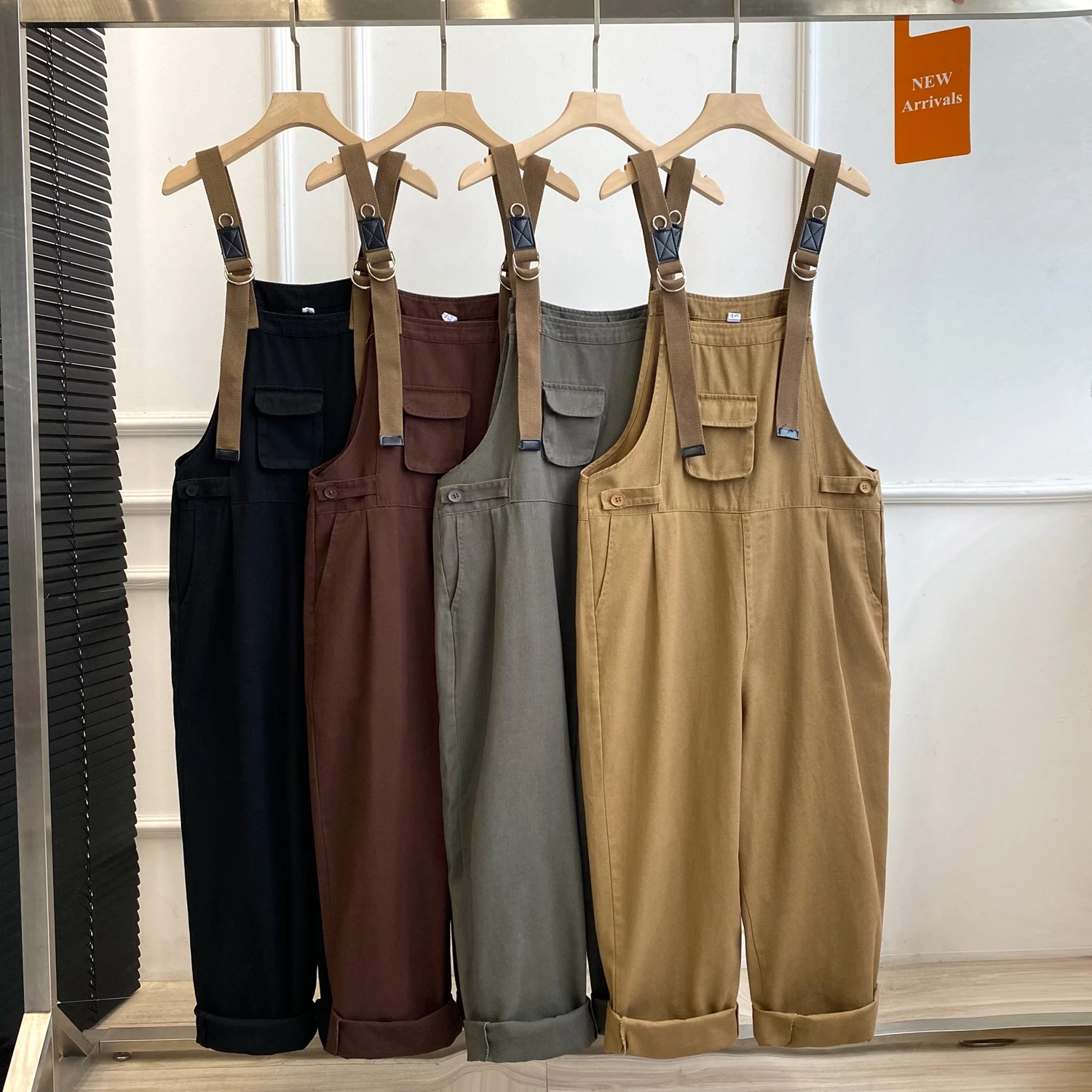 Monos vaqueros Cargo para mujer, camisola informal holgada lisa con tirantes, pantalones de pierna ancha para primavera y otoño