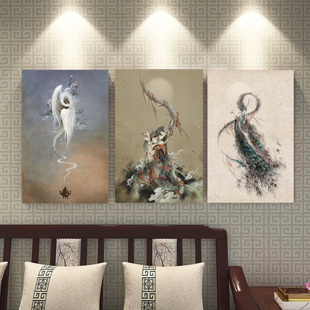 

Abstract Chinese Mythical Chongming Bird Poster And Prints Wall Art Canvas Painting For Living Room Bedroom Home Decor Gift