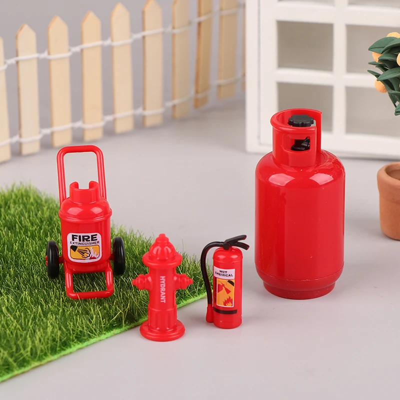 1/12 Dollhouse Gas Tank Fire Extinguisher Fire Hydrant Model Dollhouse Decoration Dolls House Scene Toys Pretend Play Toys