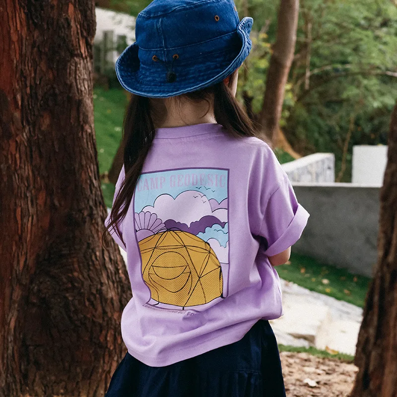 

RomperDew Girls Short-sleeved Children's Summer Models Children's Moisture-wicking Breathable Tops Baby Loose T-shirt
