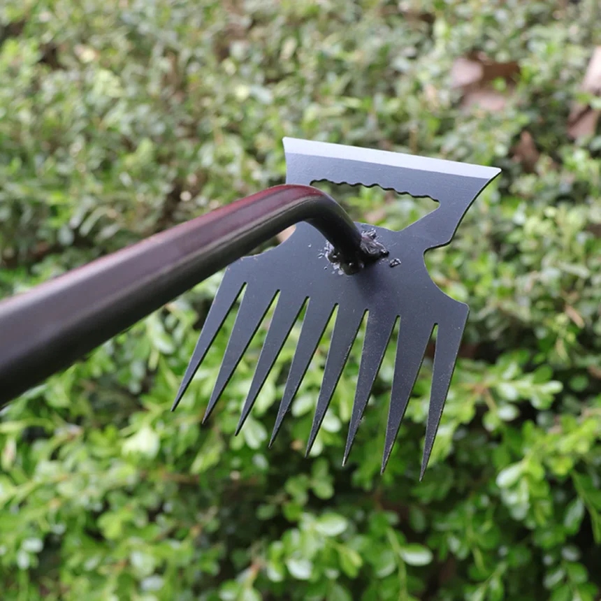 Metal Weed Cleaning Shovel 2 In 1 Garden Rake Stainless Steel 5/8Teeth Dual Headed Weeding Tool For Gardening Weeding Tool