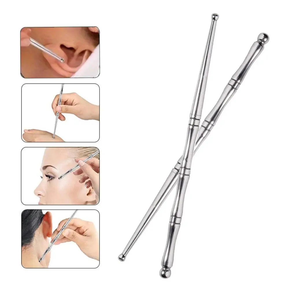 Stainless Steel Acupuncture Pen Relax Double Head Facial Reflexology Tools Dredge Meridians Handheld Gua Sha Facial Tool