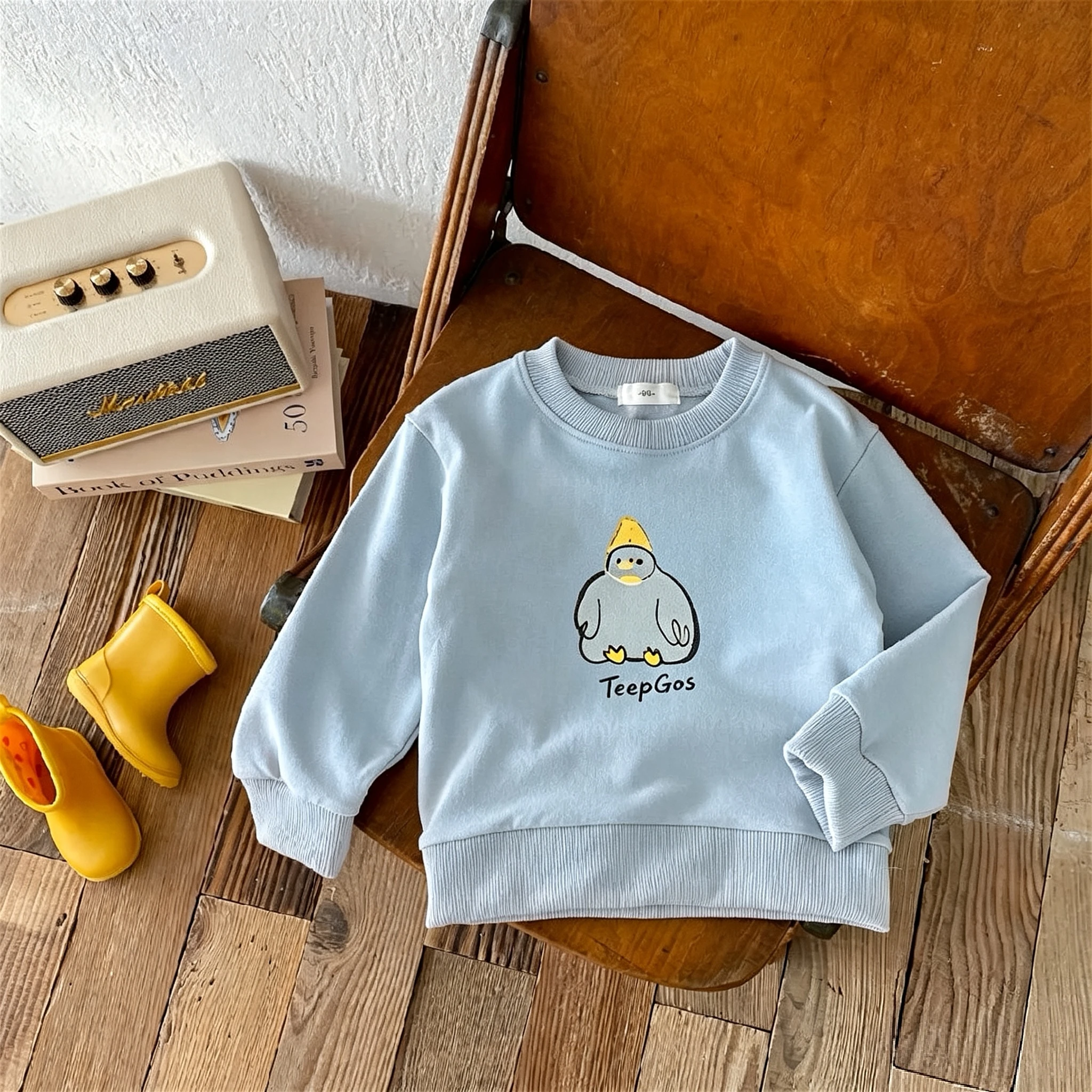Spring/autumn Clothing Printed Fashion Sweatshirt Tops Long Sleeve Round Collar Hoodie Children's Clothes Korean Style Versatile