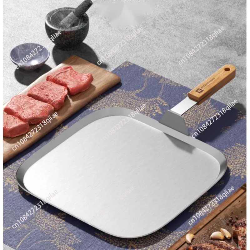 コーティングされていないフライパン-304-ステンレス鋼ステーキプレート厚みのある正方形の鉄板ポット実用的な多用途キッチン用品