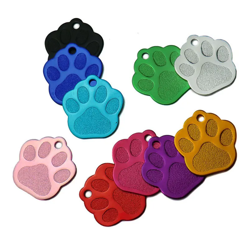 Etiqueta de identificación de gato y cachorro grabada, colgante de Collar con nombre, accesorios para mascotas, decoración de hueso/pata brillante,