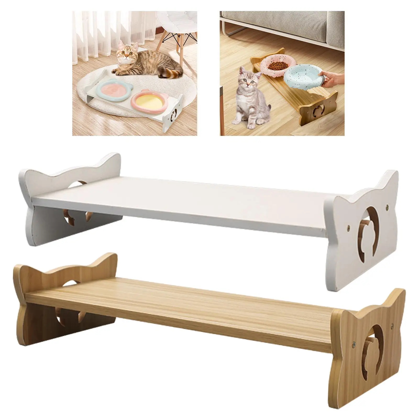 Wooden Elevated Bowl Shelf Anti Spill Dog Feeder Stand Slow Feeding Water Drinking Rack for Pets Dogs Cats Eating Area view 5