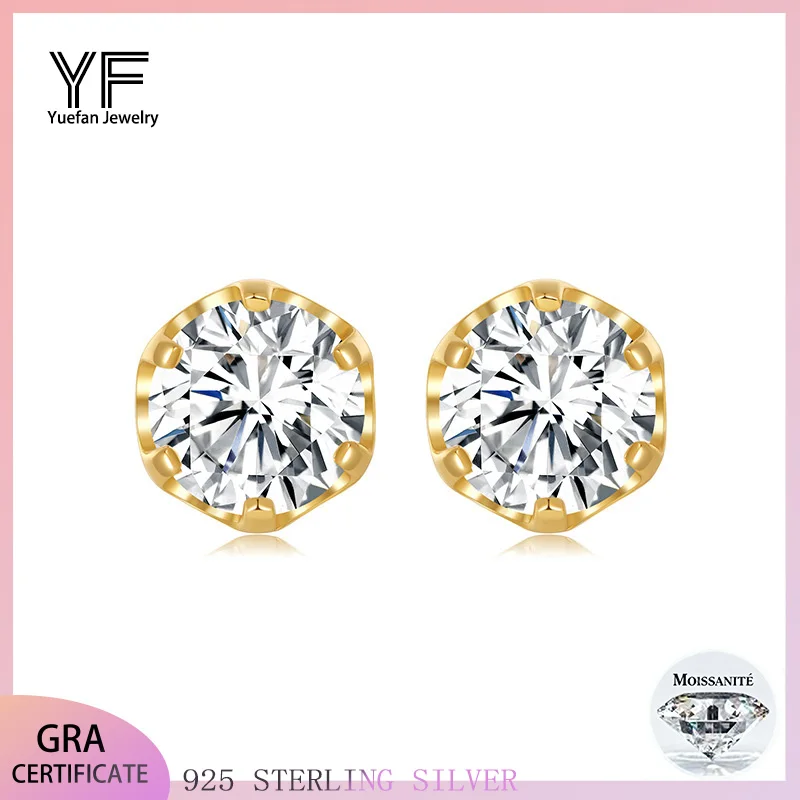 

Серьги Ювелирные Изделия Женские 6,5 мм Муассанит D Цвет VVS1 Pass GRA Certificada Позолоченные серьги 18 К для женщин Endientes Mujer