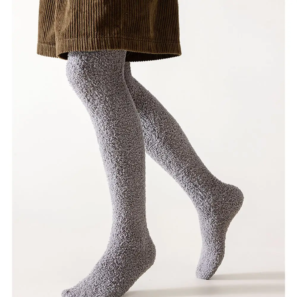 Winter Warm Mens Over The Knee Socks Thickened Coral Fleece Stockings Soft Breathable Long Hosiery For Comfort Daily Activity