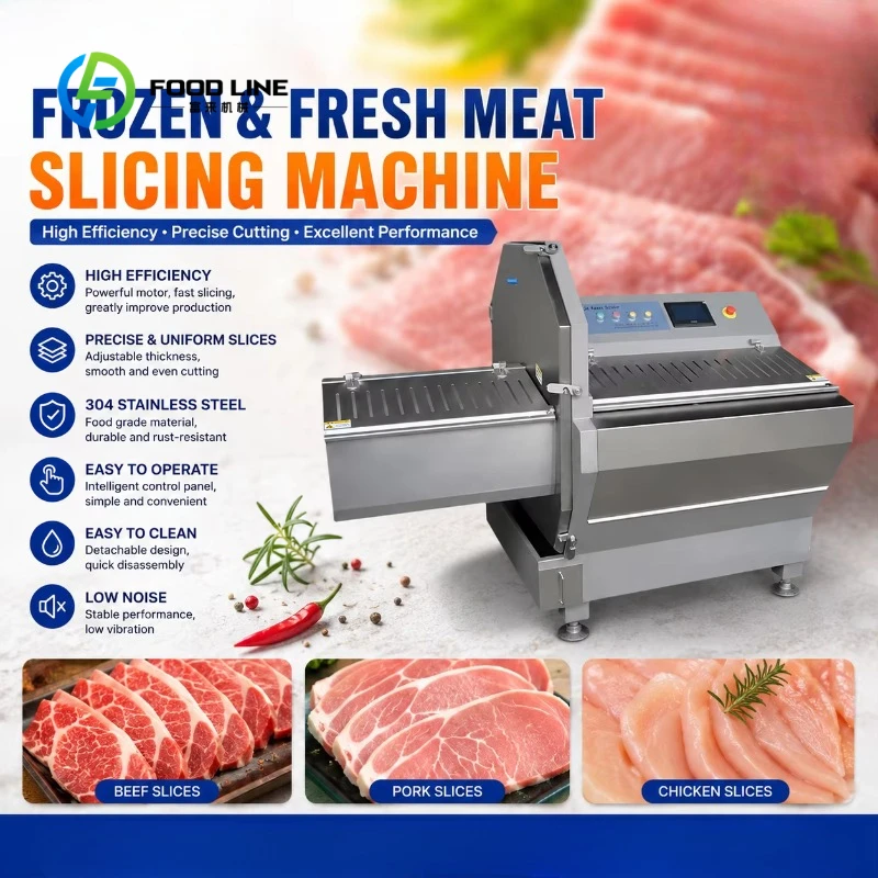 Customized Automatic Bacon Slicer Machine for Beef Steak, Pork Belly, Ham and Deli Meat Processing Plant Frozen Beef Pork Cutter