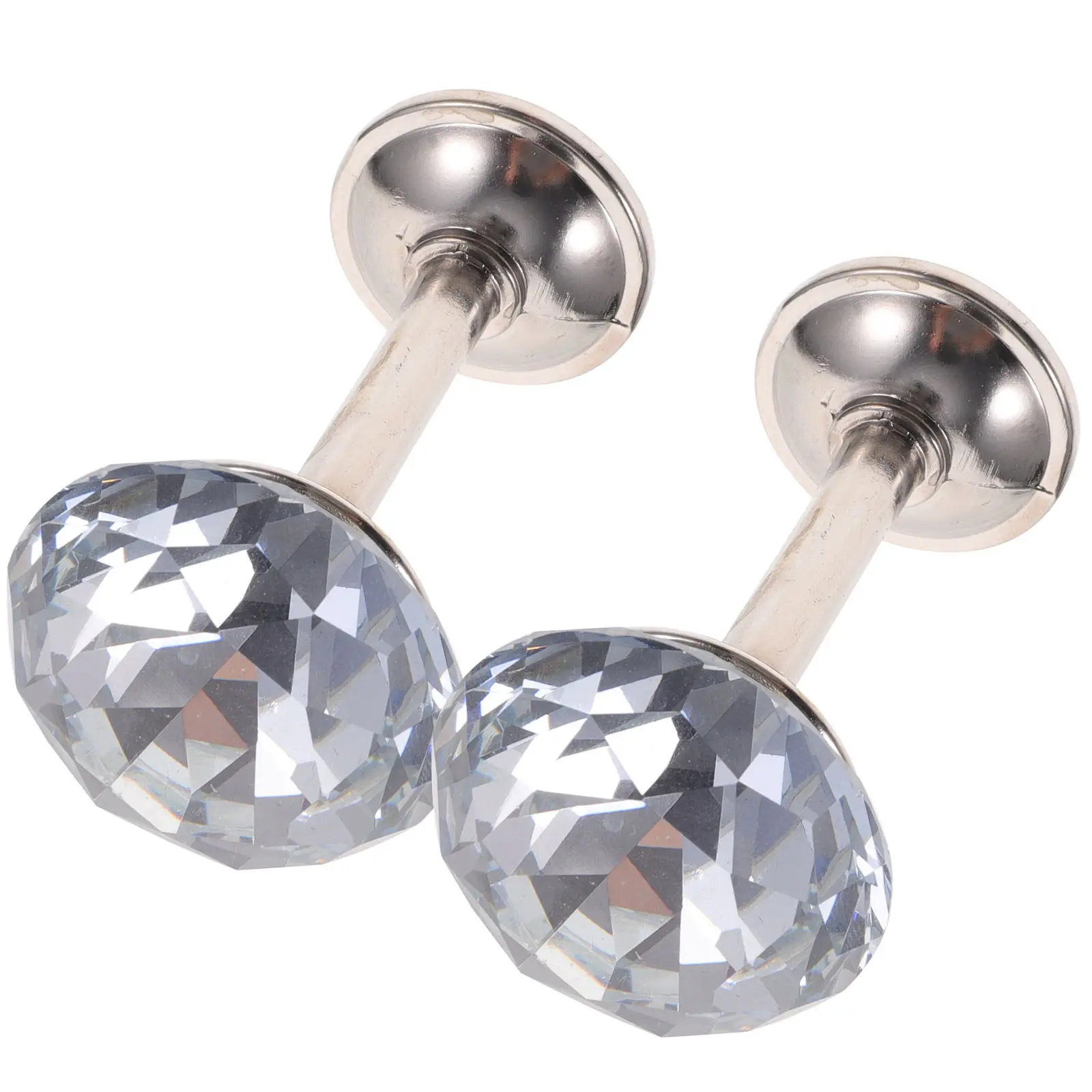 2Pcs Silver Curtains Tiebacks Shiny Large Faux Diamond Zinc Alloy Drapery Tie Backs for Home Decor Wall Door Hat Clothing view 2