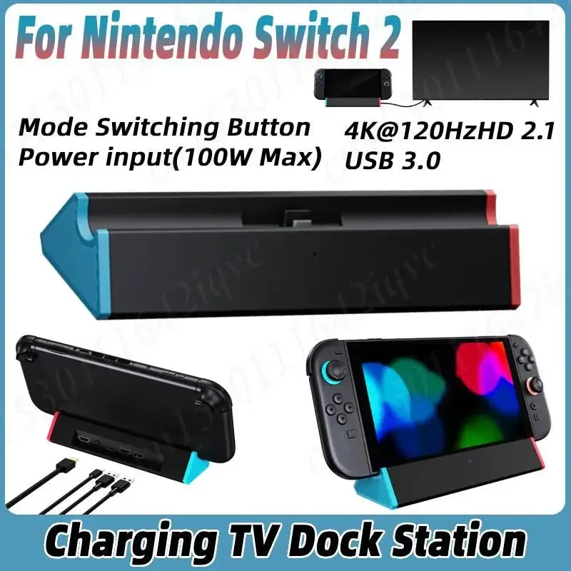 

Портативная док-станция для ТВ с адаптером HDMI 4K@120Гц/портом Type-C/портом USB для Nintendo Switch 2: Новая игровая зарядная подставка-основание