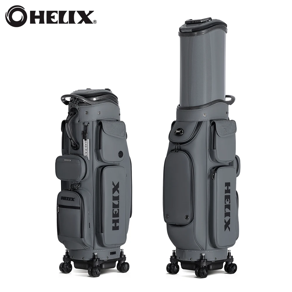 

All-in-One HELIX Golf Bag: Lockable Wheels, Retractable Cover, Silicon Leather Build, Ample Storage with Organized Pockets