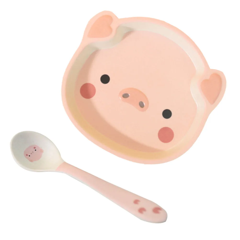 

1 Set Pig Shape Salad Bowl With Spoon, Cartoon Dessert Food Bowl, Decorative Serving Container For Breakfast Fruits Storage