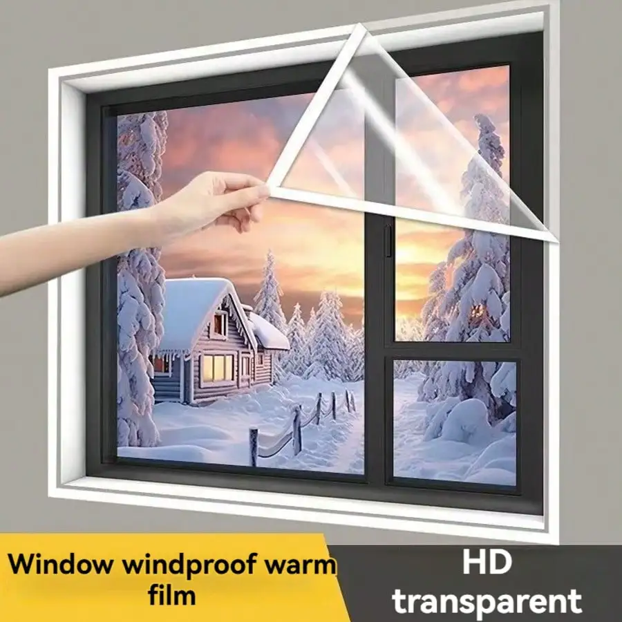 The whole window is sealed with transparent windproof and cold proof insulation film, and the curtain is easy to install