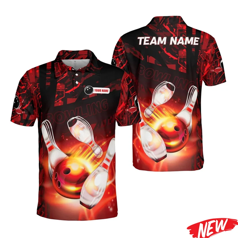 New Custom Name Bowling Polo Shirts Men Personalized Bowling Team Name Short Sleeves Tee Shirt Multi Color Sports Polo Shirts