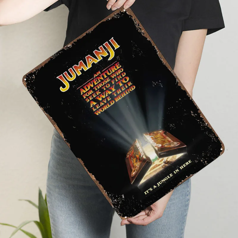 Jumanji ملصق لعبة صفيح تسجيل خمر الديكور غرفة المعيشة علامات معدنية مخصصة للاعبين غرفة الألعاب الديكور ديكور الرجعية #3