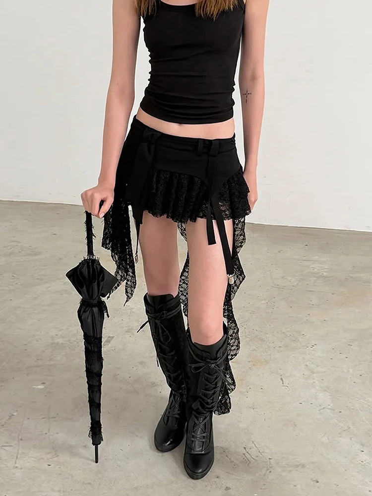Nibber Hottie Rüschen-Quastenröcke für Damen, Patchwork-Spitze mit Metalldekoration, Sexy Musikfestival Midnight Wild Sommer Streetwear – Detail 8