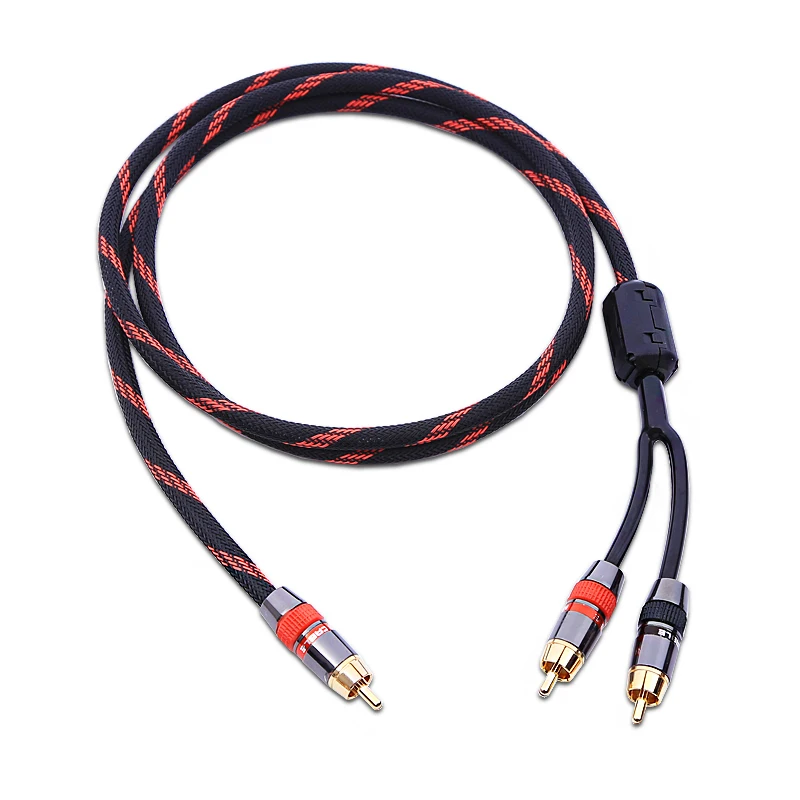 DIYLIVE HIFI Reines Kupfer Lotus-Kopf 1-zu-2 Anti-Interferenz-Audiokabel RCA zu 2RCA Signalkabel Einzel-Lotus auf Doppel-Lotus – Detail 10